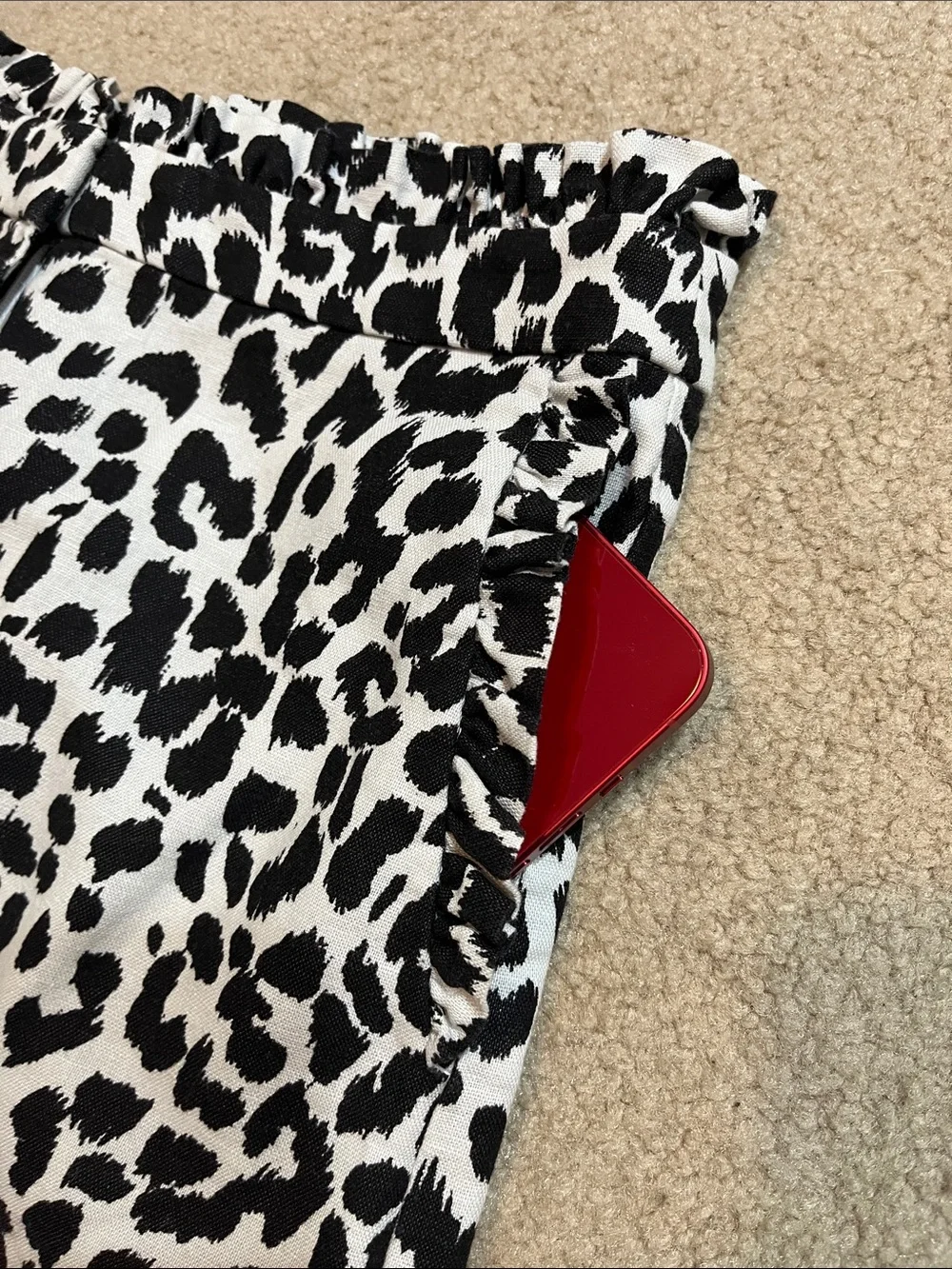 J. Crew Shorts Leopard Print Black & White Linen/Cotton Size 00 LIKE NEW